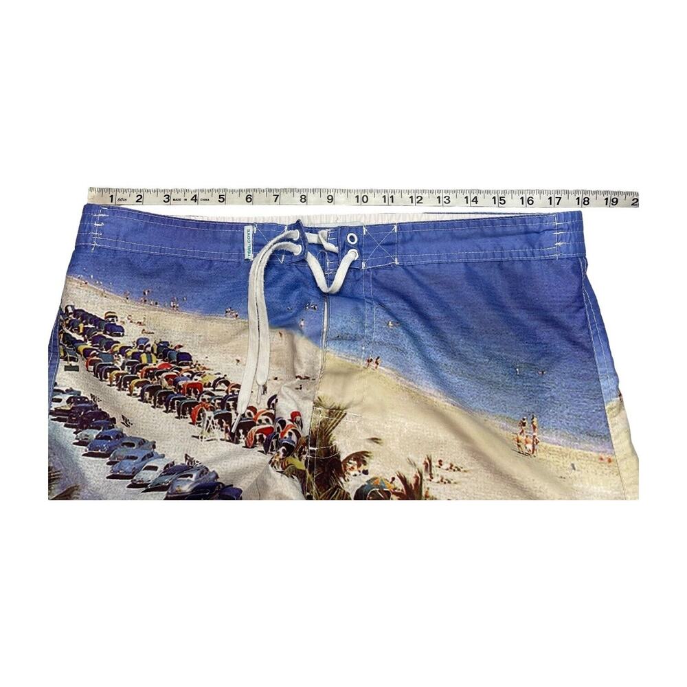 Teal Cove Board Swim Shorts Men's Medium Multicolor Beach Print Mesh Lined - Picture 7 of 8